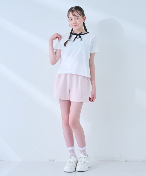 新品 mezzo piano 短丈パーカ＆半袖T ウエストロゴ プリーツスカパン mezzo piano Junior（メゾピアノ ジュニア） tシャツ 「接触冷感