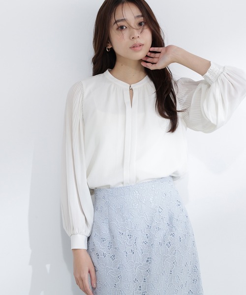 「NATURAL BEAUTY BASIC」 長袖ブラウス MEDIUM グレイッシュベージュ レディース_画像3