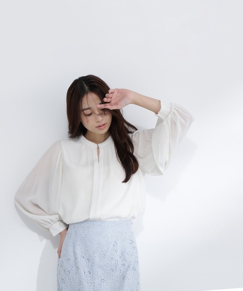 「NATURAL BEAUTY BASIC」 長袖ブラウス MEDIUM グレイッシュベージュ レディース_画像5