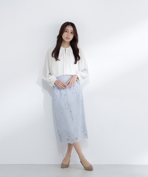 「NATURAL BEAUTY BASIC」 長袖ブラウス MEDIUM グレイッシュベージュ レディース_画像6