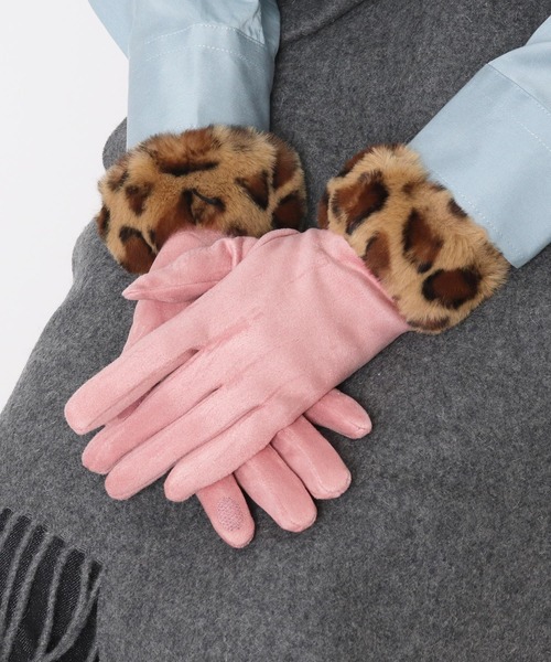 salle de bal（サルデバル） 手袋 フェイクスエード ヒョウ柄 フェイク