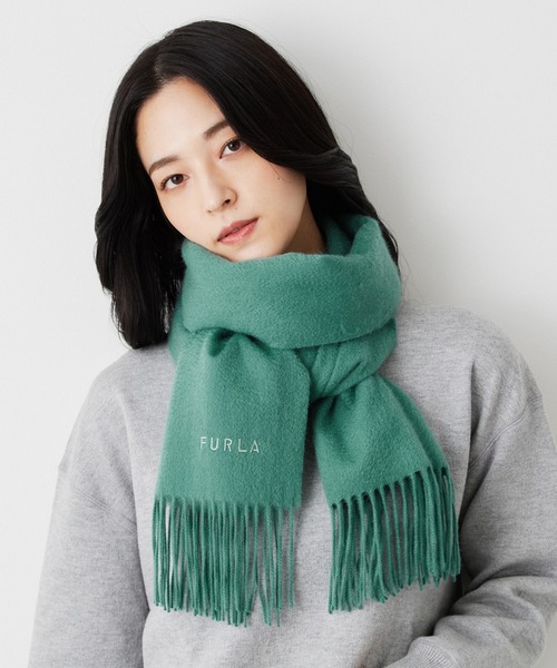 タグ付き未使用 FURLA カシミヤ100% ストール 青 FURLA（フルラ） マフラー ストール カシミヤ100％ 無地 洗える 大判