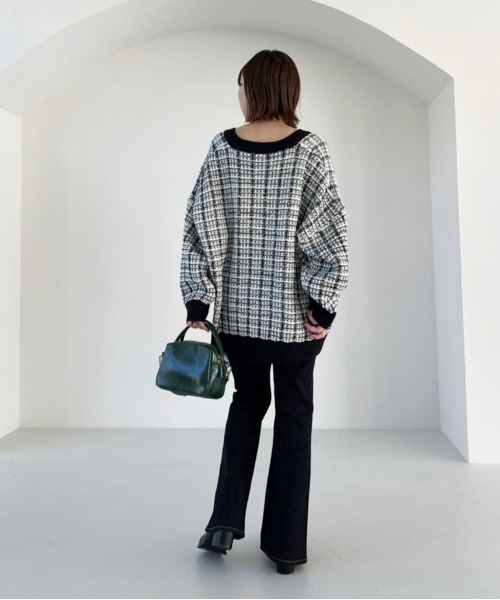 Heather（ヘザー） カーディガン ツイードザックリカーディガン 162782