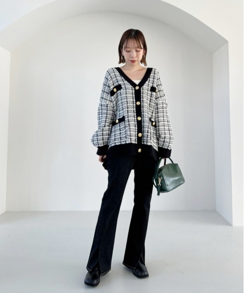 Heather（ヘザー） カーディガン ツイードザックリカーディガン 162782