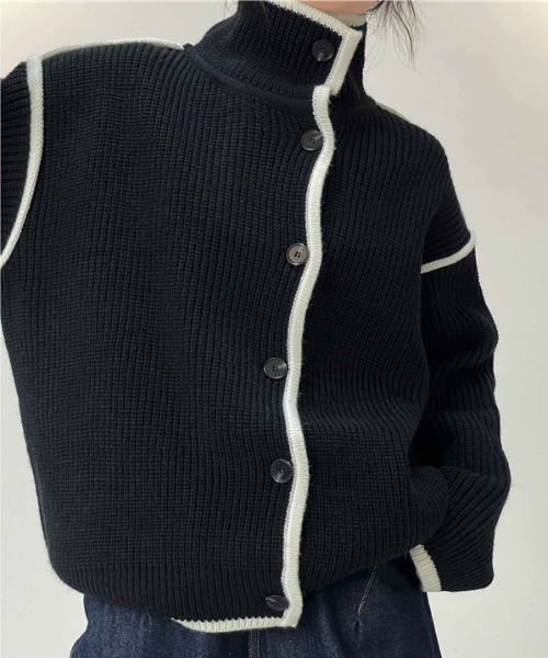 ニット パイピングオーバーカーディガン レディース : ZOZOTOWN Yahoo