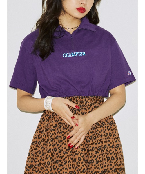 jouetie tシャツ Tシャツ championハーフZIPクロップドT「コラボ