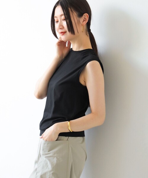 ATON エイトン☆ノースリーブ タンクトップ 60 FRESCA 黒 01 ATON（エイトン） tシャツ ATON / ORGANIC FRESCA タンクトップ