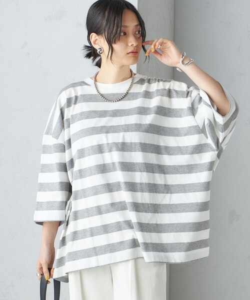 シップスSHIPS別注onitゆったり24SSボーダービッグシルエットTEE♪ SHIPS tシャツ 「SHIPS別注」onit:「手洗い可能」ボーダー