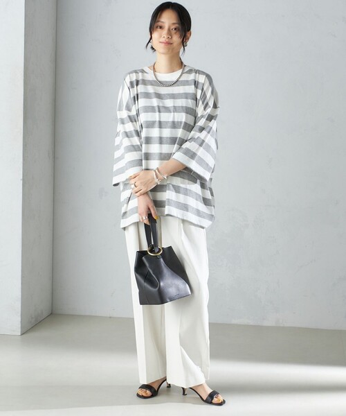 シップスSHIPS別注onitゆったり24SSボーダービッグシルエットTEE♪ SHIPS tシャツ 「SHIPS別注」onit:「手洗い可能」ボーダー