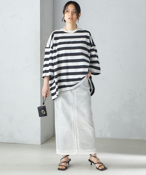 シップスSHIPS別注onitゆったり24SSボーダービッグシルエットTEE♪ SHIPS tシャツ 「SHIPS別注」onit:「手洗い可能」ボーダー