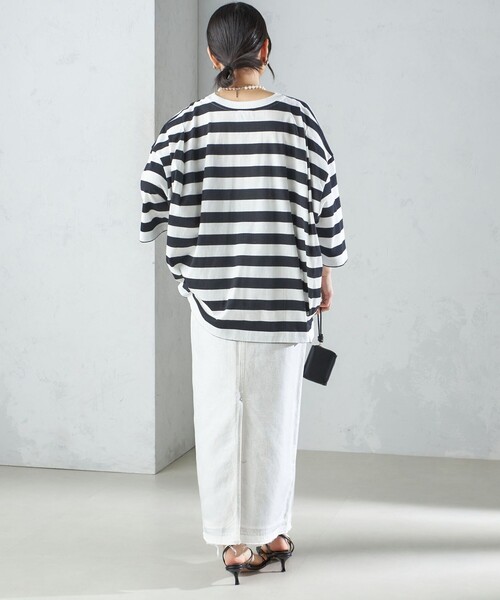 シップスSHIPS別注onitゆったり24SSボーダービッグシルエットTEE♪ SHIPS tシャツ 「SHIPS別注」onit:「手洗い可能」ボーダー