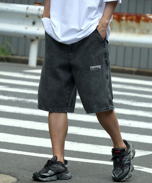 THRASHER（スラッシャー） ワイドパンツ ハーフパンツ ジーンズ 短パン