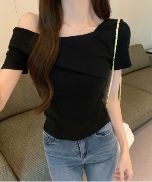 レディース Babylclub ブラック オフショルダー Tシャツ