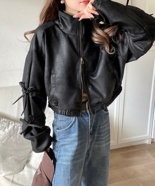 モラビトプルミエ　薄手ブルゾン　タグ付新品未使用【¥97900】　黒色 mily bilet ブルゾン アウター 「mily bilet」ヴィンテージ感漂う