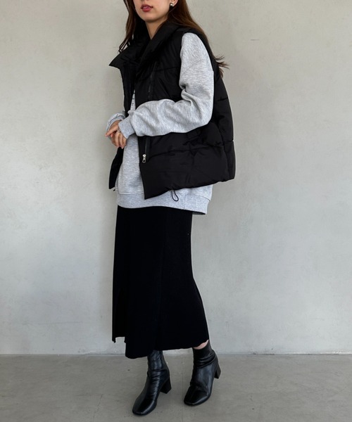 ⭐︎ダウン レディースベスト⭐︎ブラック ダウンベスト ベスト 軽量中綿ビッグシルエットベスト レディース