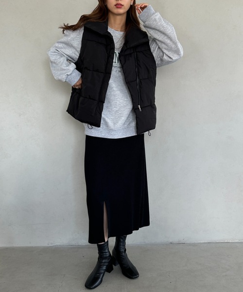 ダウンベスト ベスト 軽量中綿ビッグシルエットベスト レディース