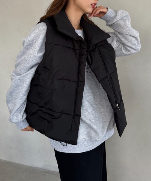 ダウンベスト ベスト 軽量中綿ビッグシルエットベスト レディース