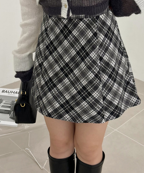 Ada. スカート バックジップ付き チェック ミニ : ZOZOTOWN