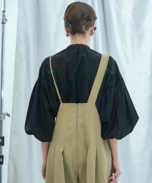 サロペット・オーバーオール・オールインワン Side Ribbon Voluminous Rompers Muel Chic サロペット オーバーオール Lim rompers リム
