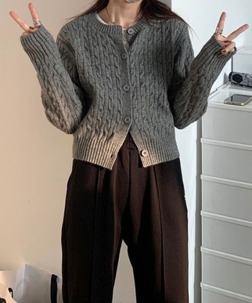 gossip!ロサンゼルス カーディガン ケーブルニットショート