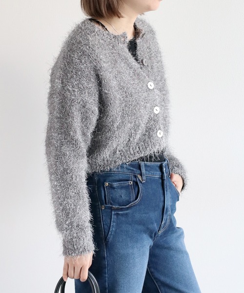 cepo（セポ） カーディガン ラメシャギークルーネックカーディガン