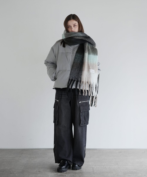 SOCCE マフラー ブロックチェックシャギーフリンジマフラー メンズ