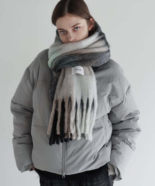 SOCCE マフラー ブロックチェックシャギーフリンジマフラー メンズ