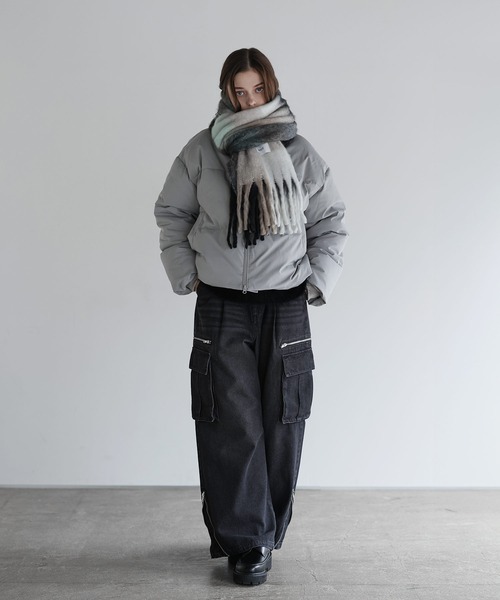 SOCCE マフラー ブロックチェックシャギーフリンジマフラー メンズ