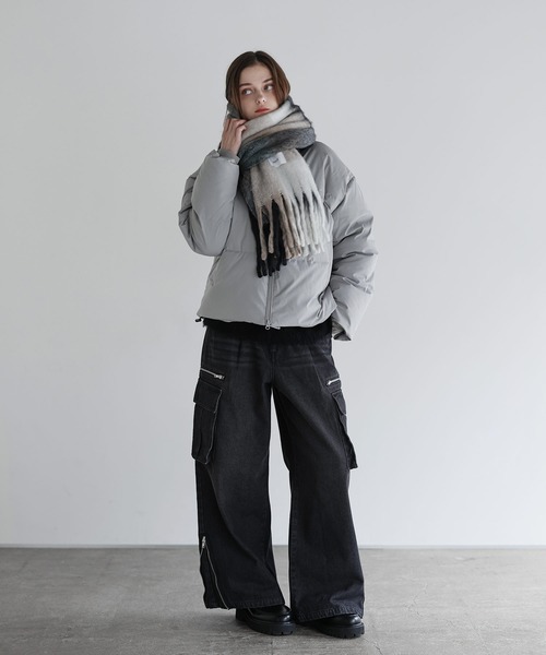 SOCCE マフラー ブロックチェックシャギーフリンジマフラー メンズ