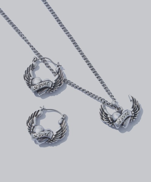 X-girl ネックレス HEART AND WING CHARM NECKLACE レディース