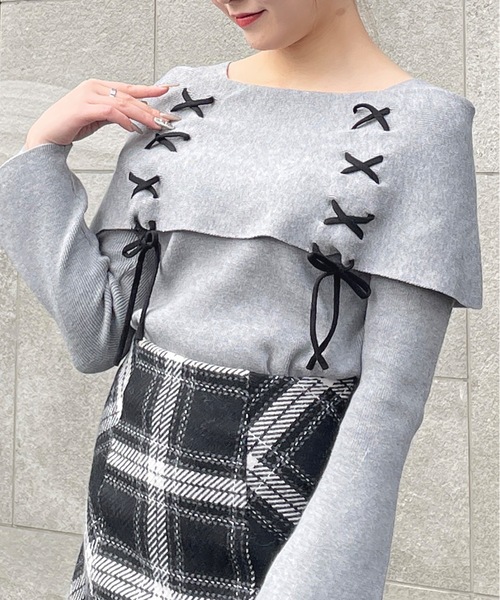 未使用★バッグ刺繍オフショルニット ラクーンブレンドオフショルニット | ニット | NOELA OFFICIAL WEB STORE