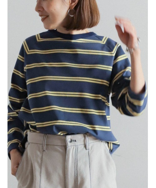 tシャツ ダブルラインボーダー　ラグランP/O レディース