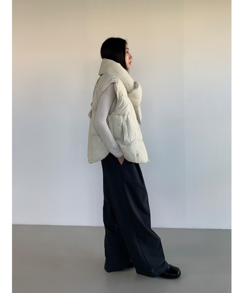 Didot.showroom ダウンベスト ベスト マフラーセットノーカラーダウン 