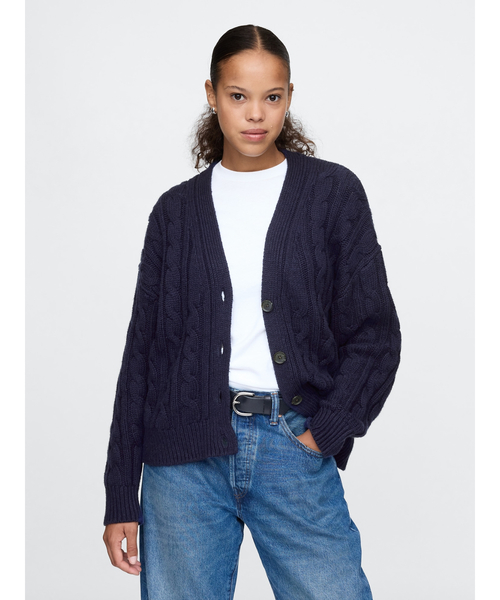 ✨GUCCI オーバーサイズ ケーブルニット カーディガン GAP カーディガン オーバーサイズ ケーブルニット レディース