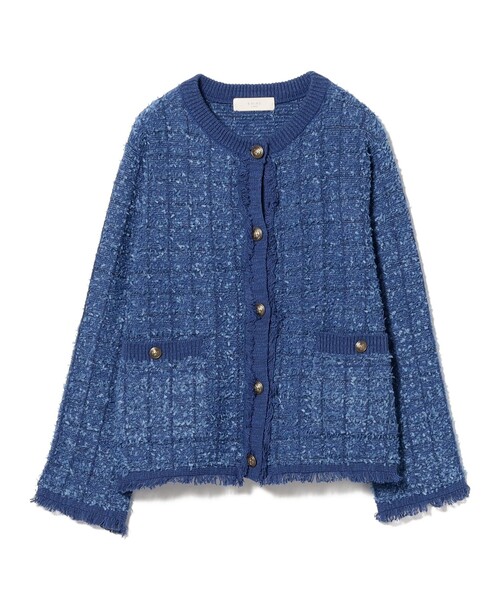 B：MING by BEAMS カーディガン ツイード ニット ジャケット（S