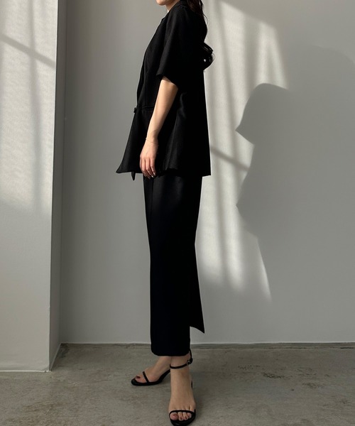 Louere（ルエレ） セットアップ リネンライク半袖ジャケット＋Iライン