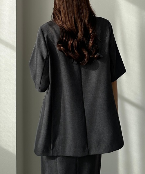 Louere（ルエレ） セットアップ リネンライク半袖ジャケット＋Iライン