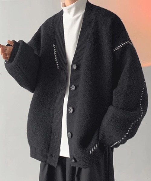 ぬおー NAPTIME ニットカーディガン－BLACK STILL BY HAND スティルバイハンド / KN02244 - BLACK シャギーニット