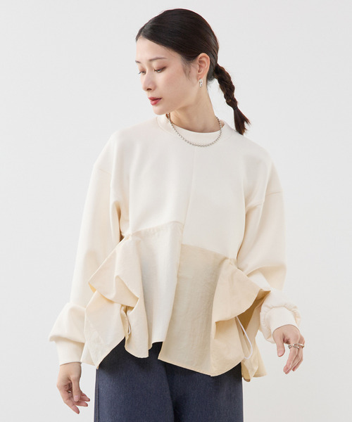 tシャツ 異素材使いプルオーバー レディース