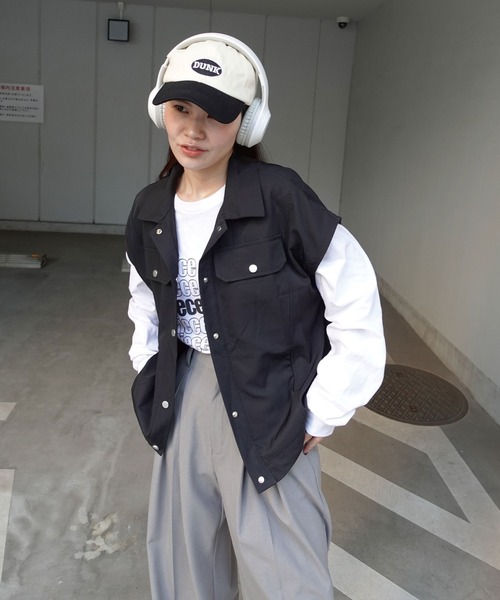 CORNERS（コーナーズ） ベスト ジレ 裾ドロストミリタリーベスト