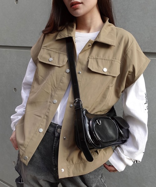 CORNERS（コーナーズ） ベスト ジレ 裾ドロストミリタリーベスト