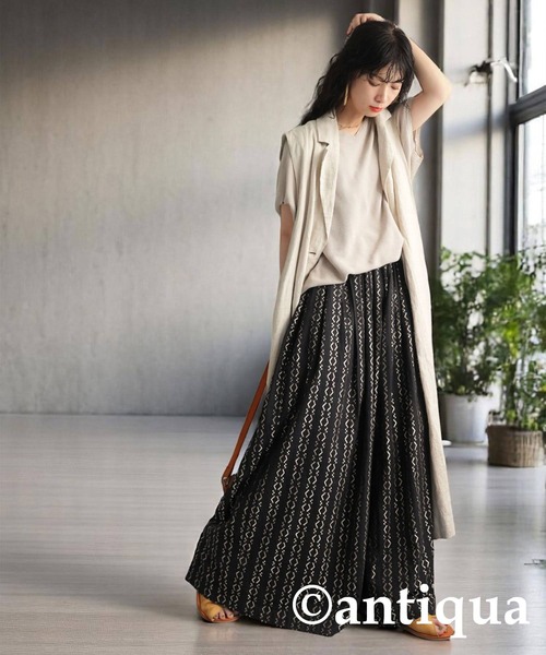 レディース ジャカード チェック フレア パンツ antiqua パンツ ジャガードフレアパンツ レディース : ZOZOTOWN