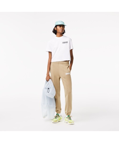 「LACOSTE」 半袖Tシャツ 38 ピンク レディース LACOSTE ラコステ プリントTシャツ 半袖カットソー ビビッド