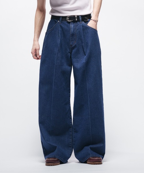 XLIM EP.6 06 TROUSERS ワイドストレートデニム Adoon plain ジーンズ CENTER SEAM WIDE DENIM PANTS / センター