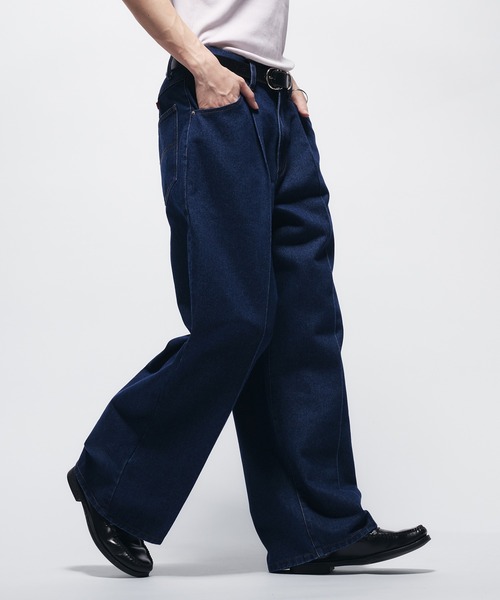 Adoon plain ジーンズ CENTER SEAM WIDE DENIM PANTS / センター