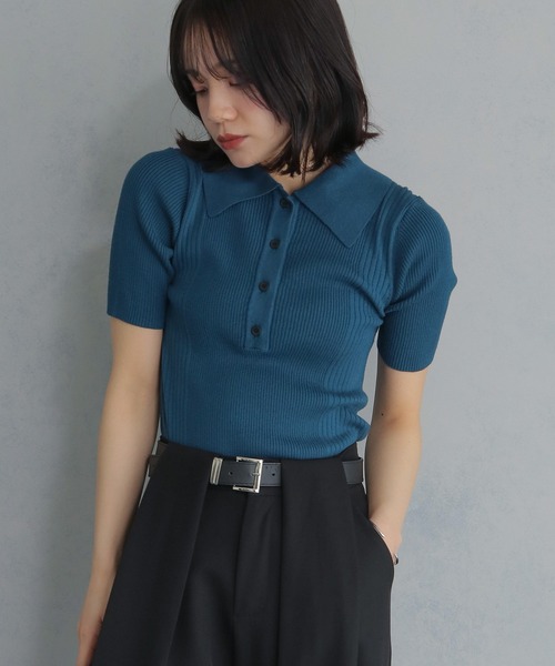 cheriella ニット セーター 「cheriella」ポロリブニット半袖 POLO RIB