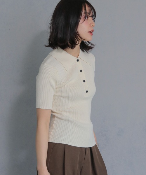 cheriella ニット セーター 「cheriella」ポロリブニット半袖 POLO RIB