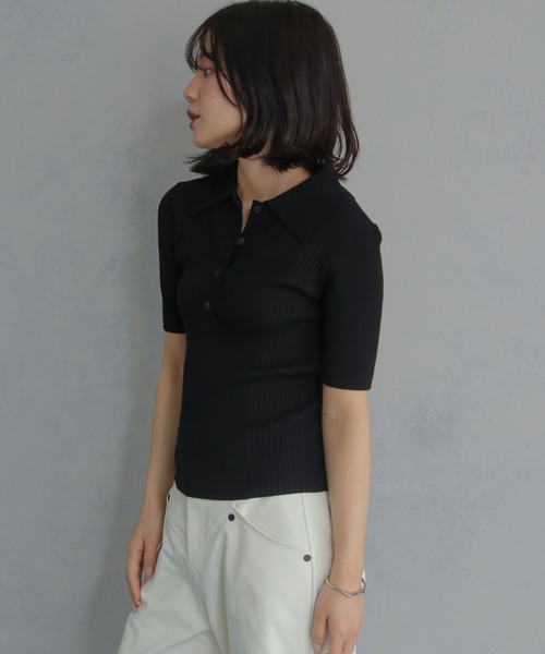 cheriella ニット セーター 「cheriella」ポロリブニット半袖 POLO RIB