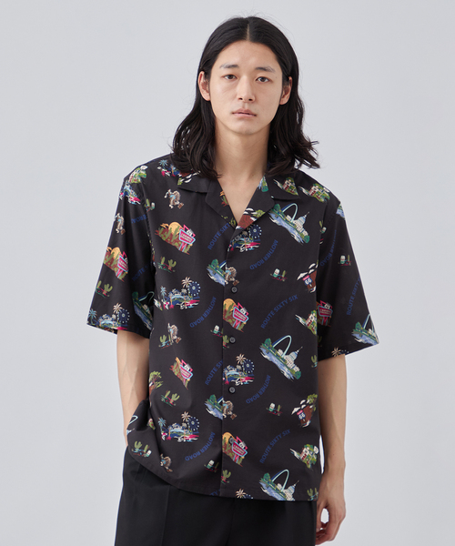 Aloha Rossem ブラック アロハシャツ サイズ46 Aloha Blossom/アロハ ブロッサム/KING&QUEEN SHIRTS/アロハ