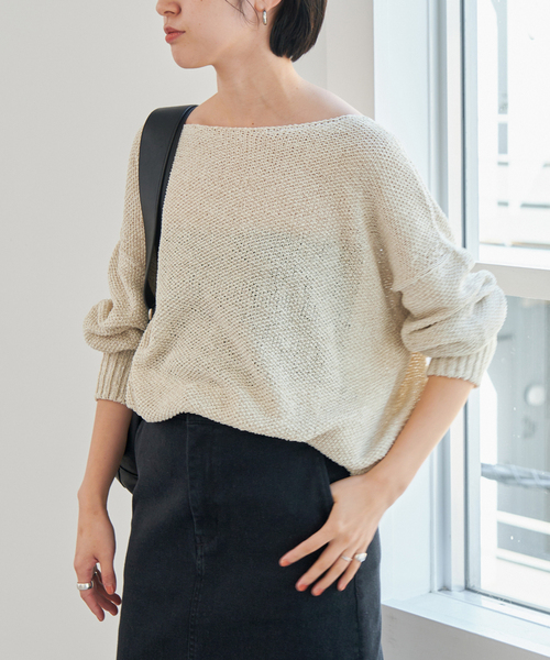 ニット セーター ペーパーヤーン畦編み2WAYニット レディース le.coeur blanc｜ペーパーヤーン畦編み2WAYニット | Rakuten